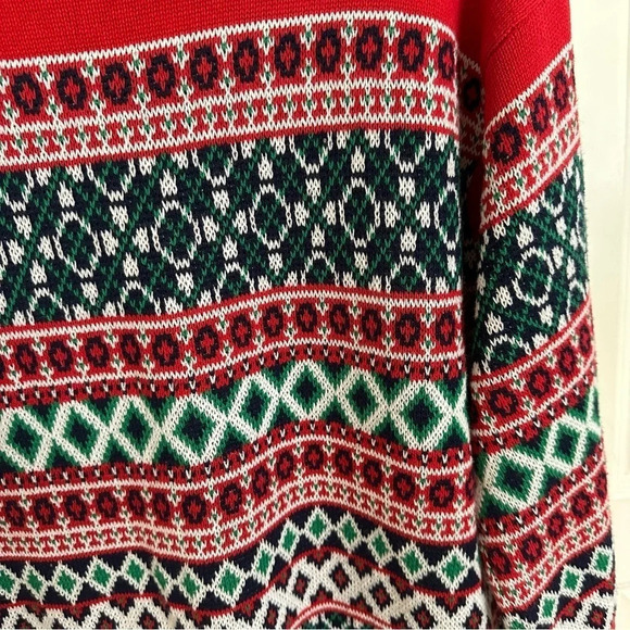 NWT Crown & Ivy Womens Large Red Fair Isle Turtleneck Sweater Dress Holiday New - Picture 5 of 5
